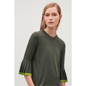 COS green  Top with Olive Accents on pleaded selves. Size xs